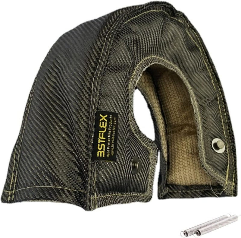 BSTFLEX Carbon Fiber T4 Turbo Blanket Heat Shield charger Cover Wrap for T4 GT40 GT42 GT45 With Locking Springs,Cover Carbon Turbo Charger Cover Heat Shield Barrier Fiber Turbo Blanket Turbocharger - Image 3